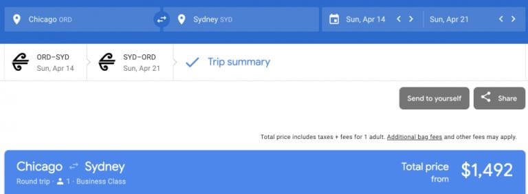 business class mistake fare to australia