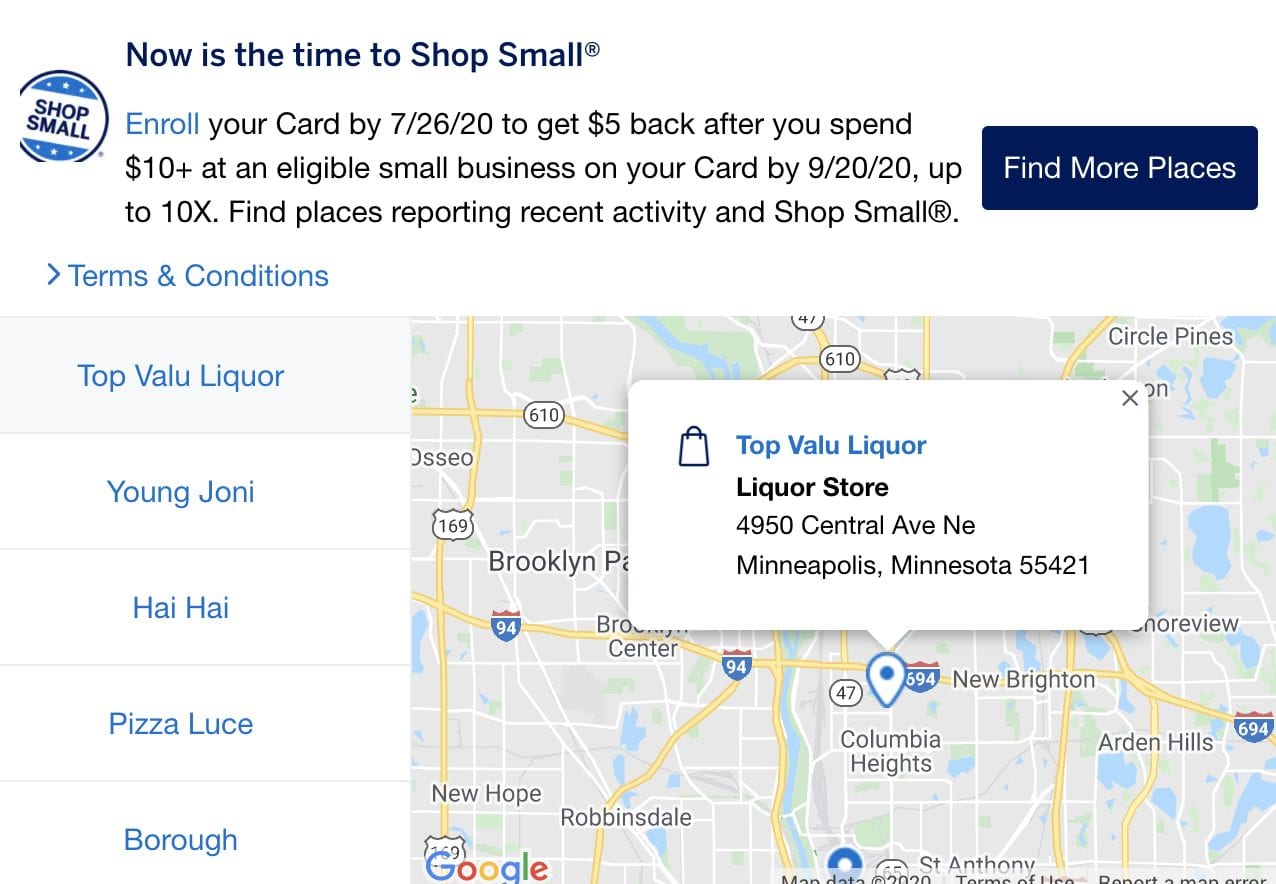 amex offer shop small