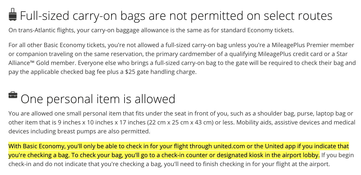 Ridiculous: United Doesn't Let Basic Economy Passengers Check-In Online -  One Mile at a Time