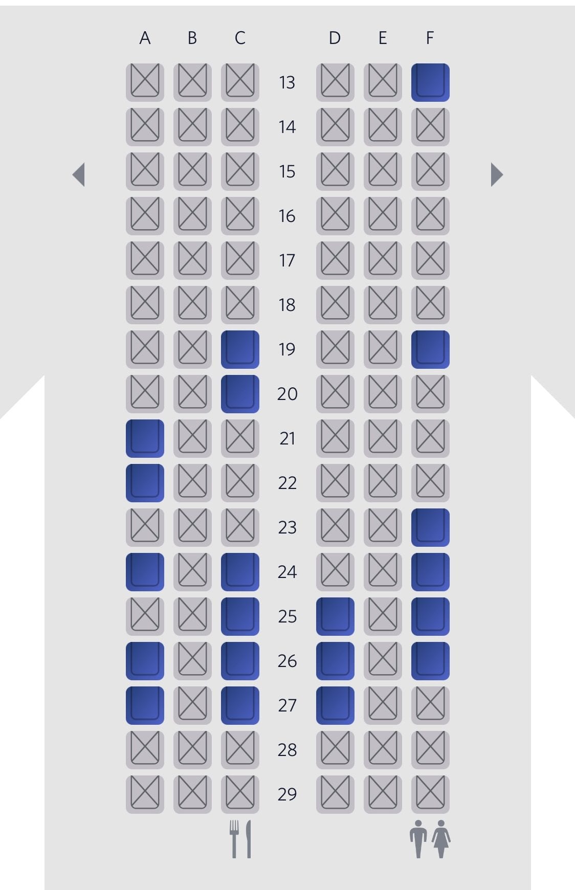 delta blocking middle seats