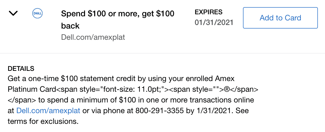 amex platinum dell credit