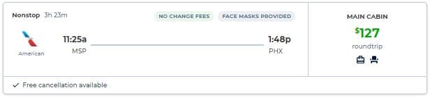 phx to msp one way