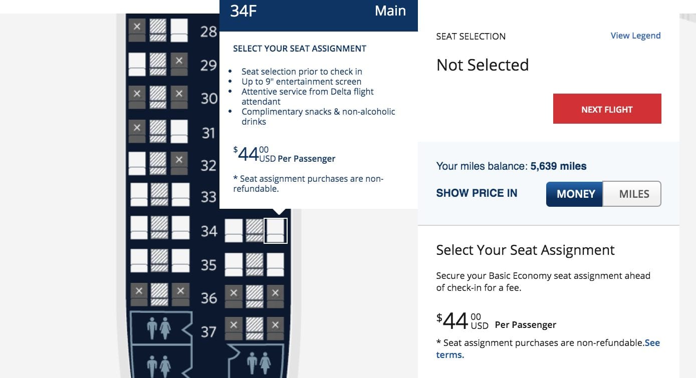 does delta airlines charge for seat assignments