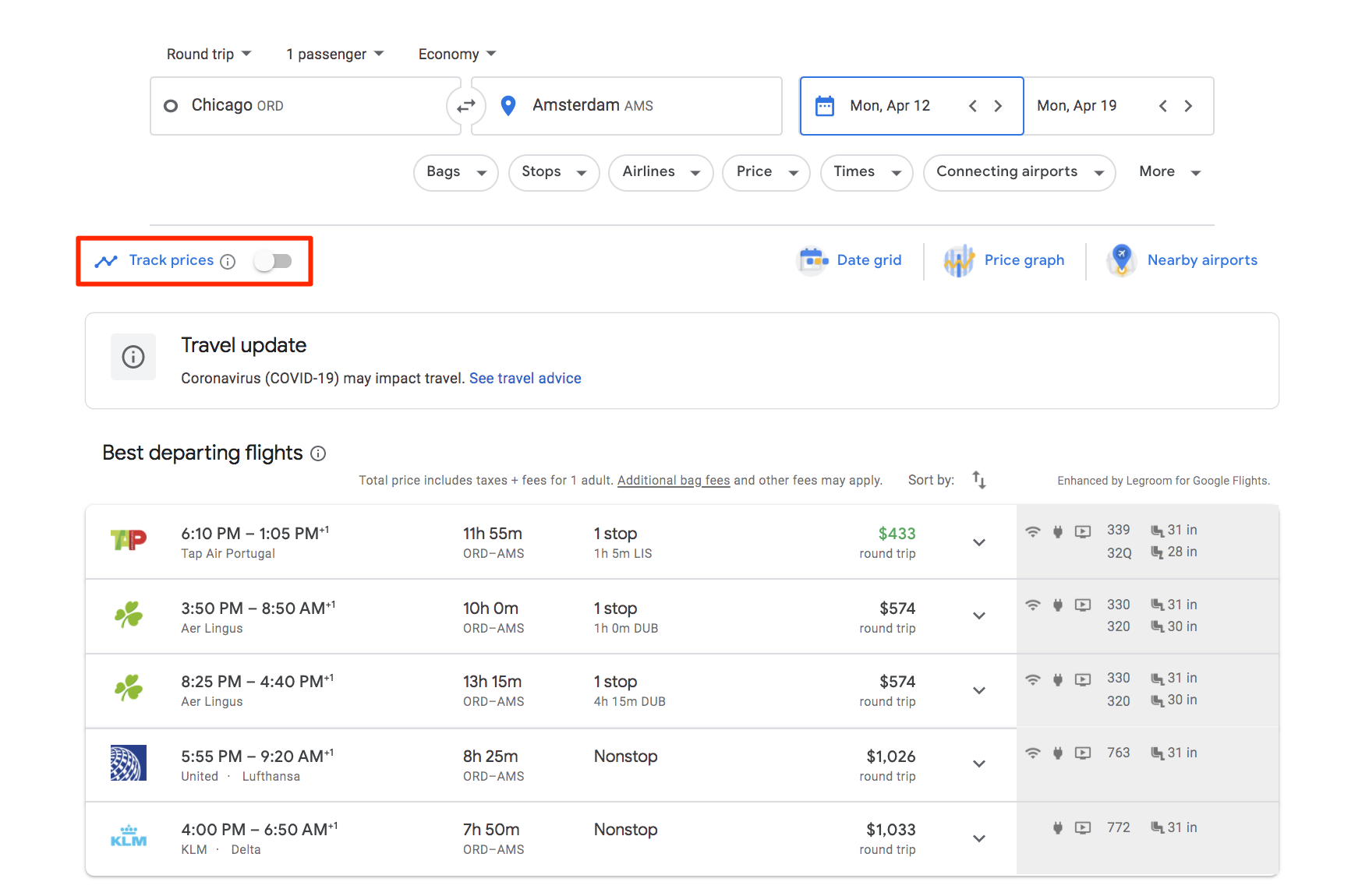 google flights price tracking