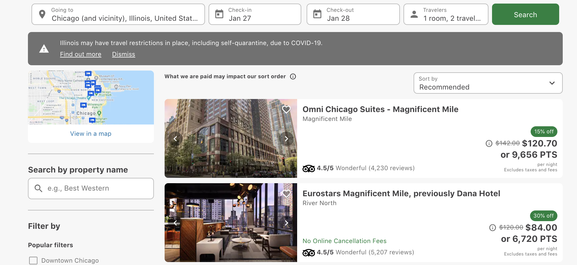 Use Chase points to book hotels travel portal