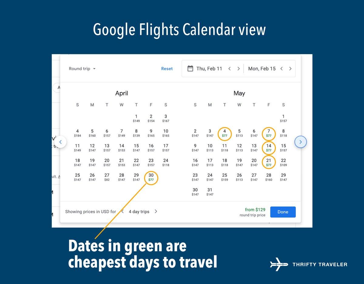 google flights calendar view