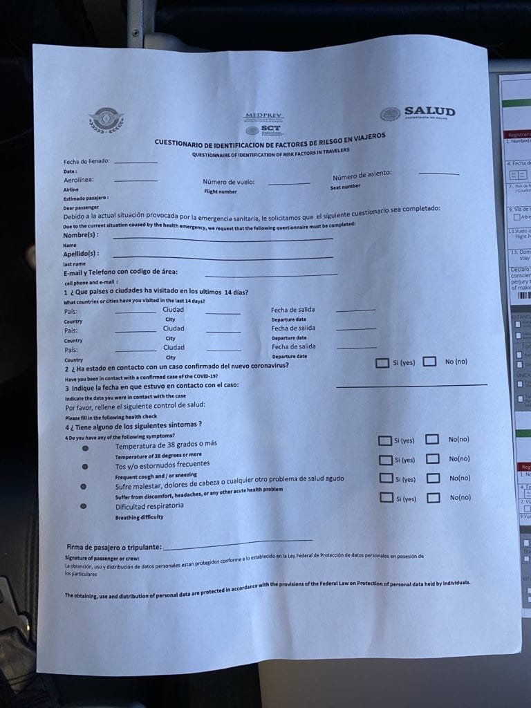 travel to mexico healthcare form