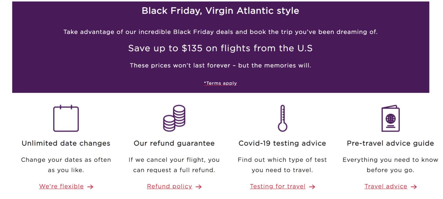 virgin atlantic black friday sale