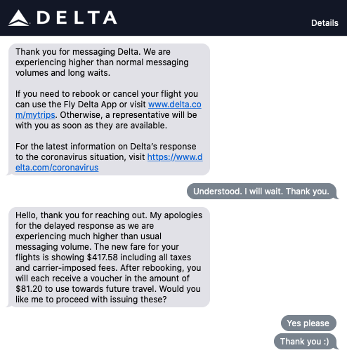 Delta voucher refund