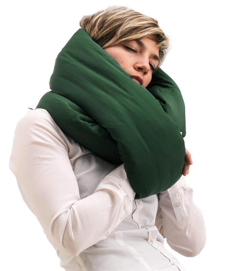 A woman with Travel Pillow