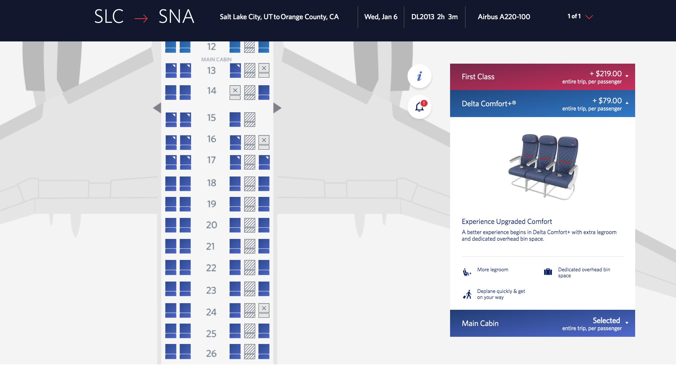 delta airbus 220 seating