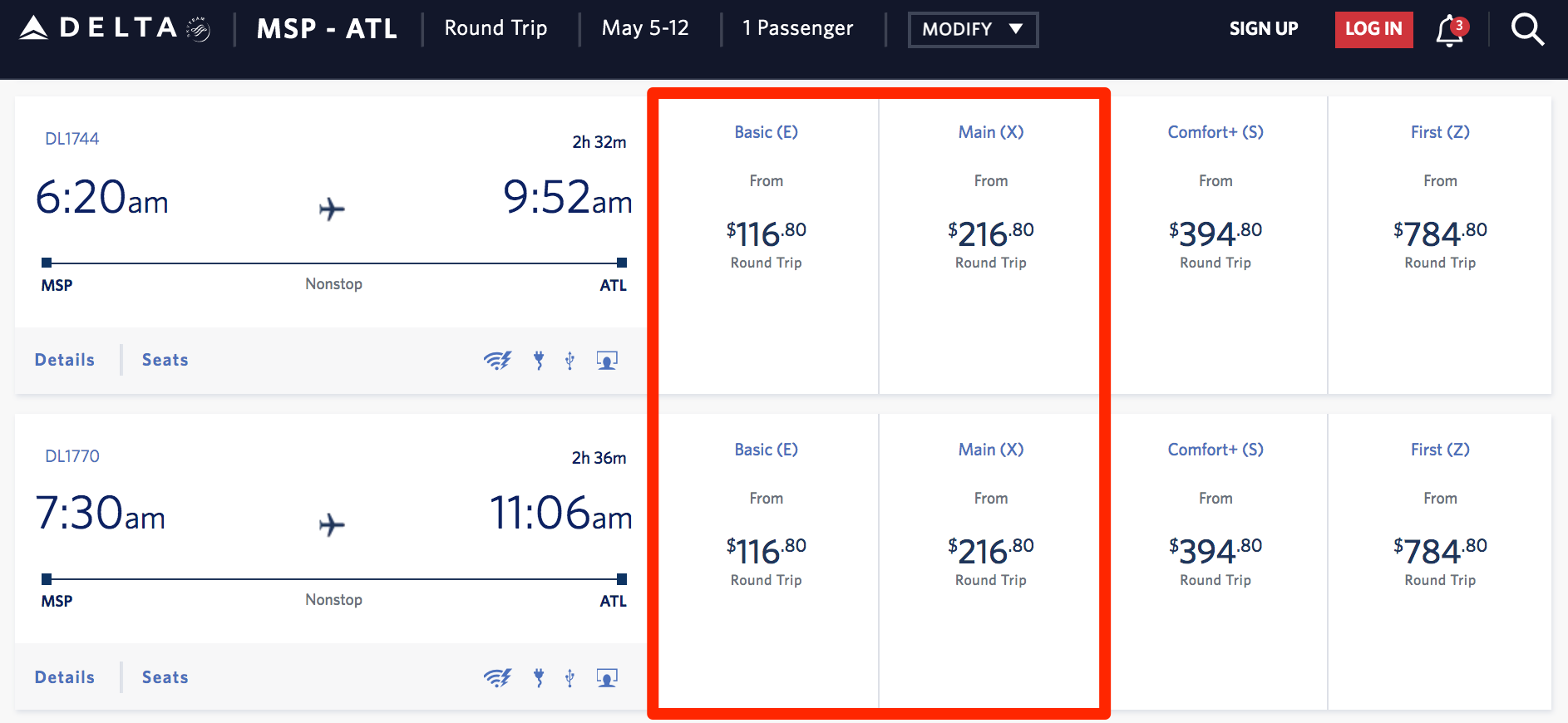 delta basic economy rate