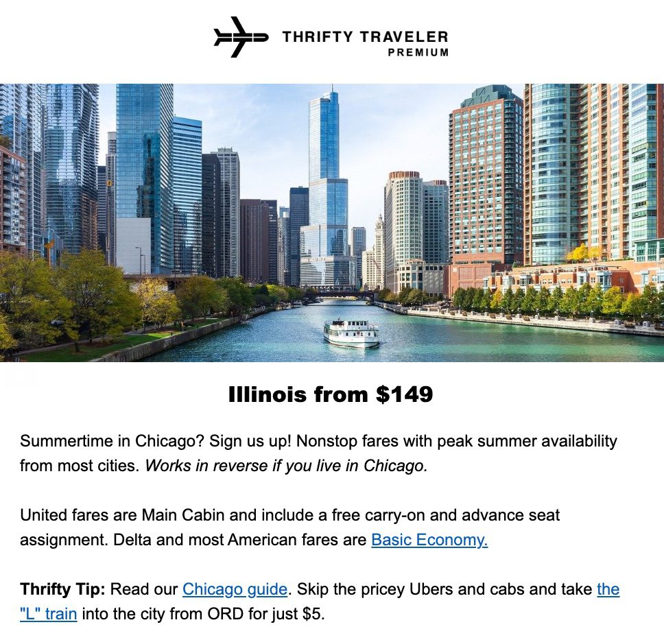msp chicago deal thrifty traveler premium