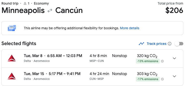 msp to cancun flights