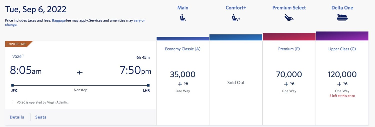 virgin atlantic redemption