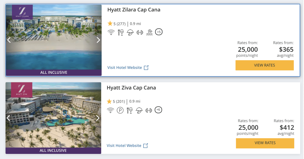 hyatt ziva and zilara cap cana room rates