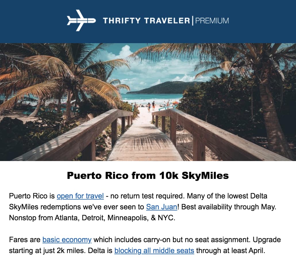 thrifty traveler premium skymiles deal