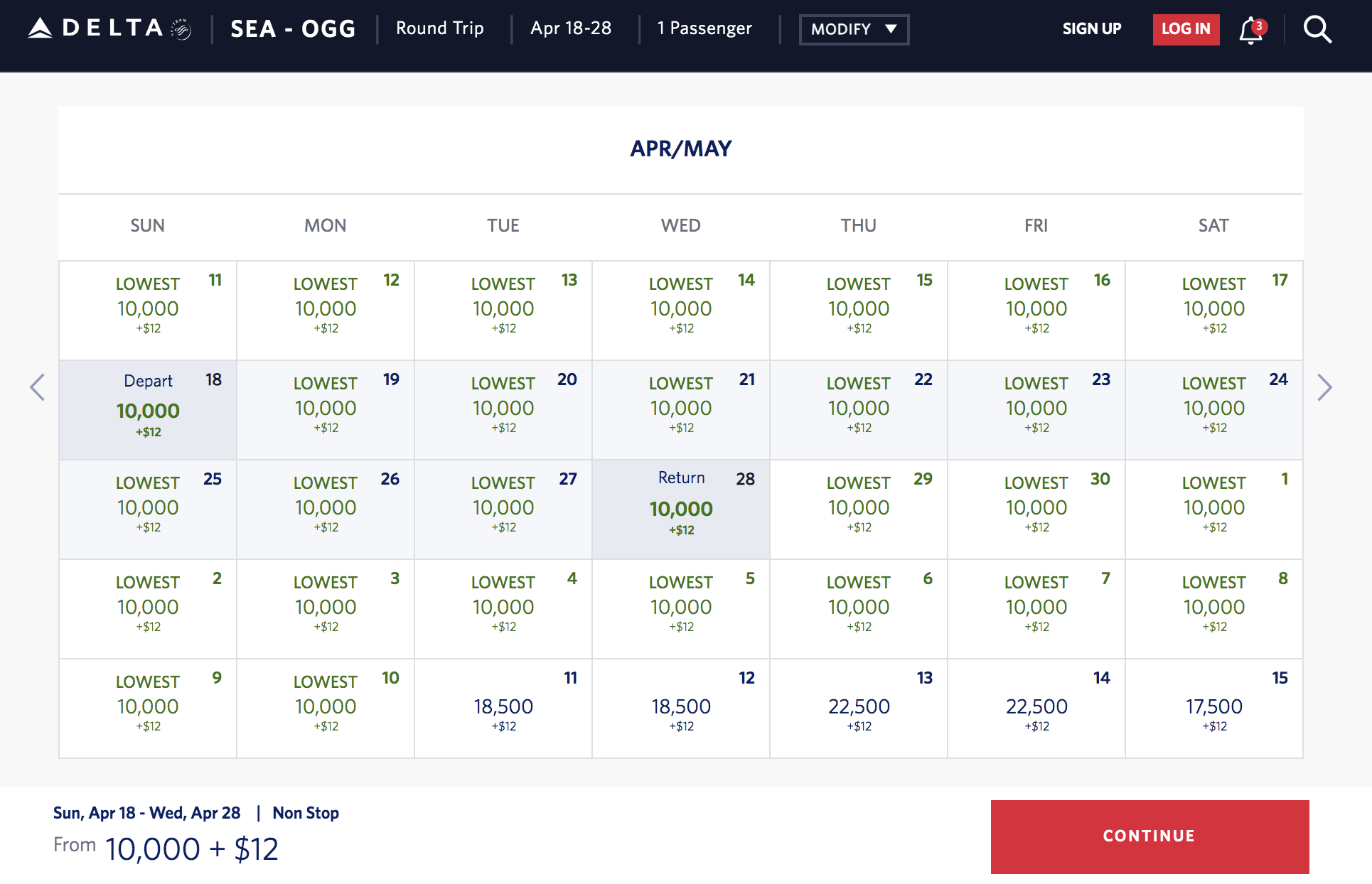 delta skymiles seattle to hawaii