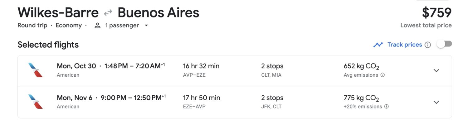 Scranton to Buenos Aires, Argentina
