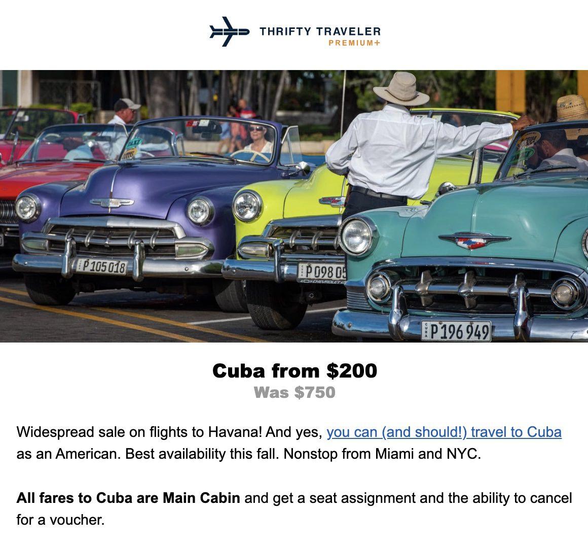 Havana Cuba flight deal