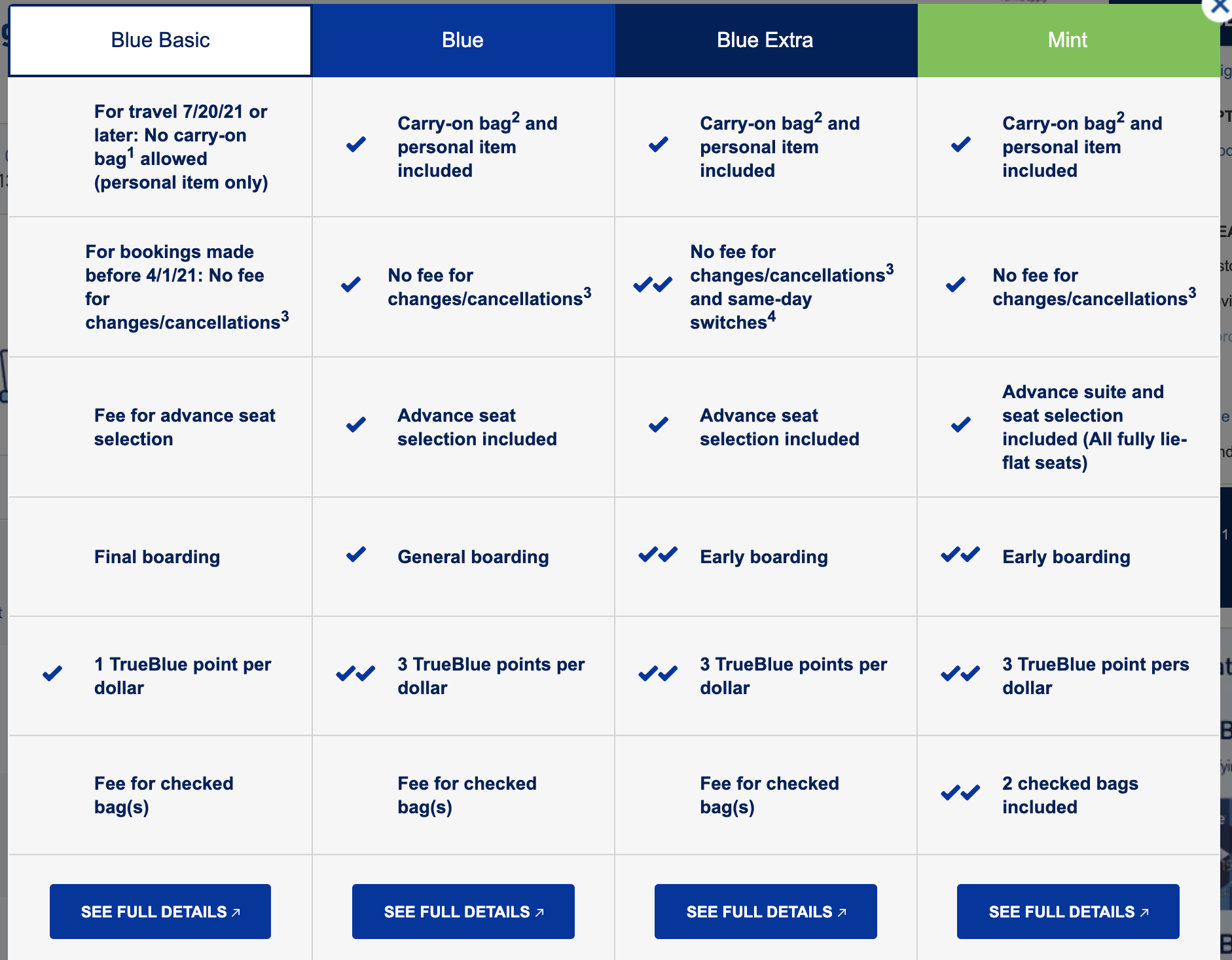 jetblue carry on baggage fees