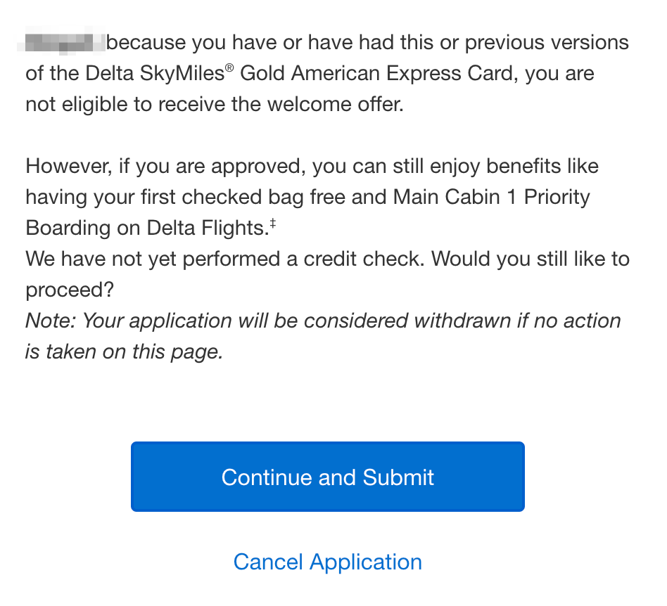 amex welcome offer eligibility pop up