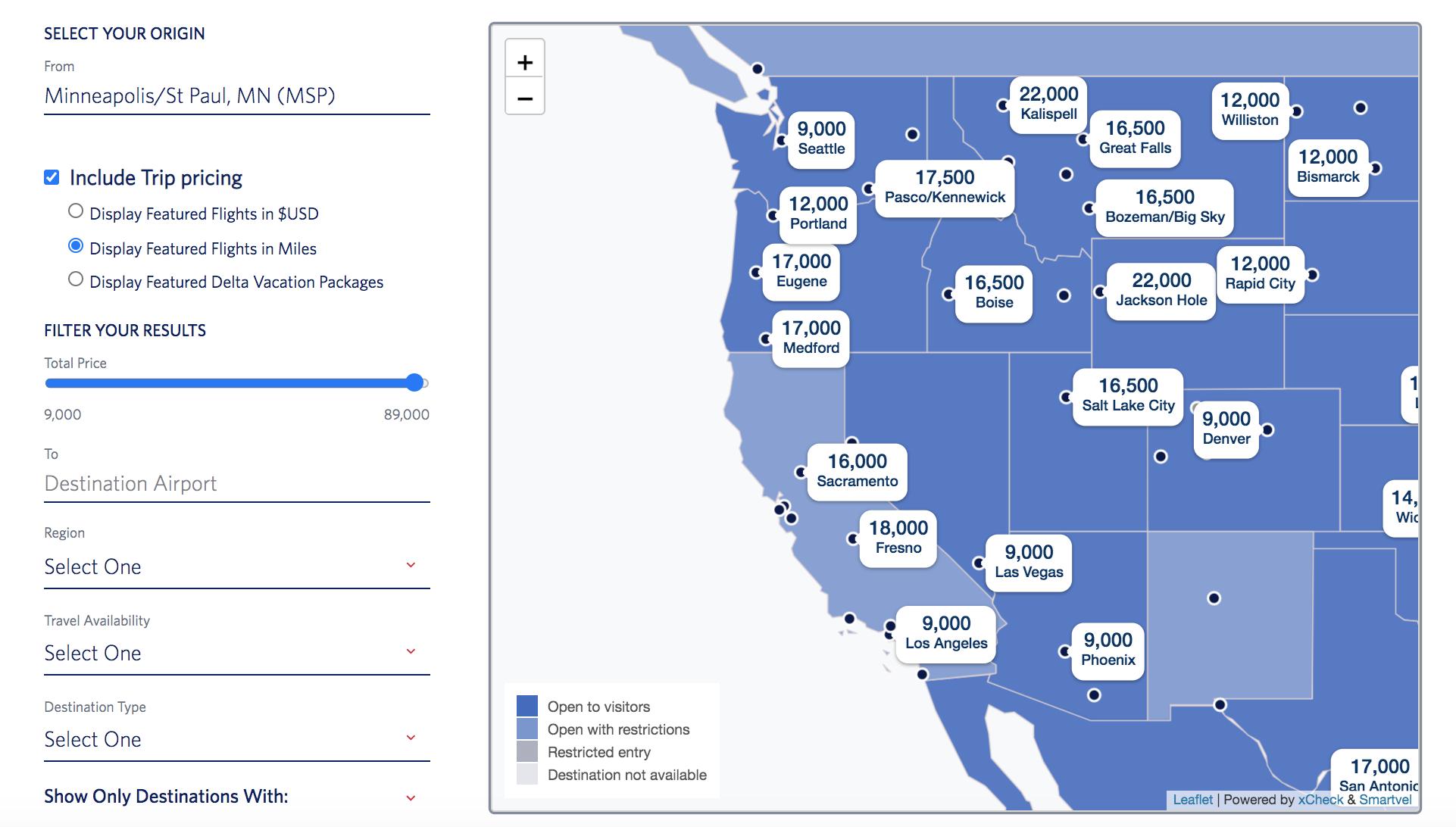 delta discover map skymiles