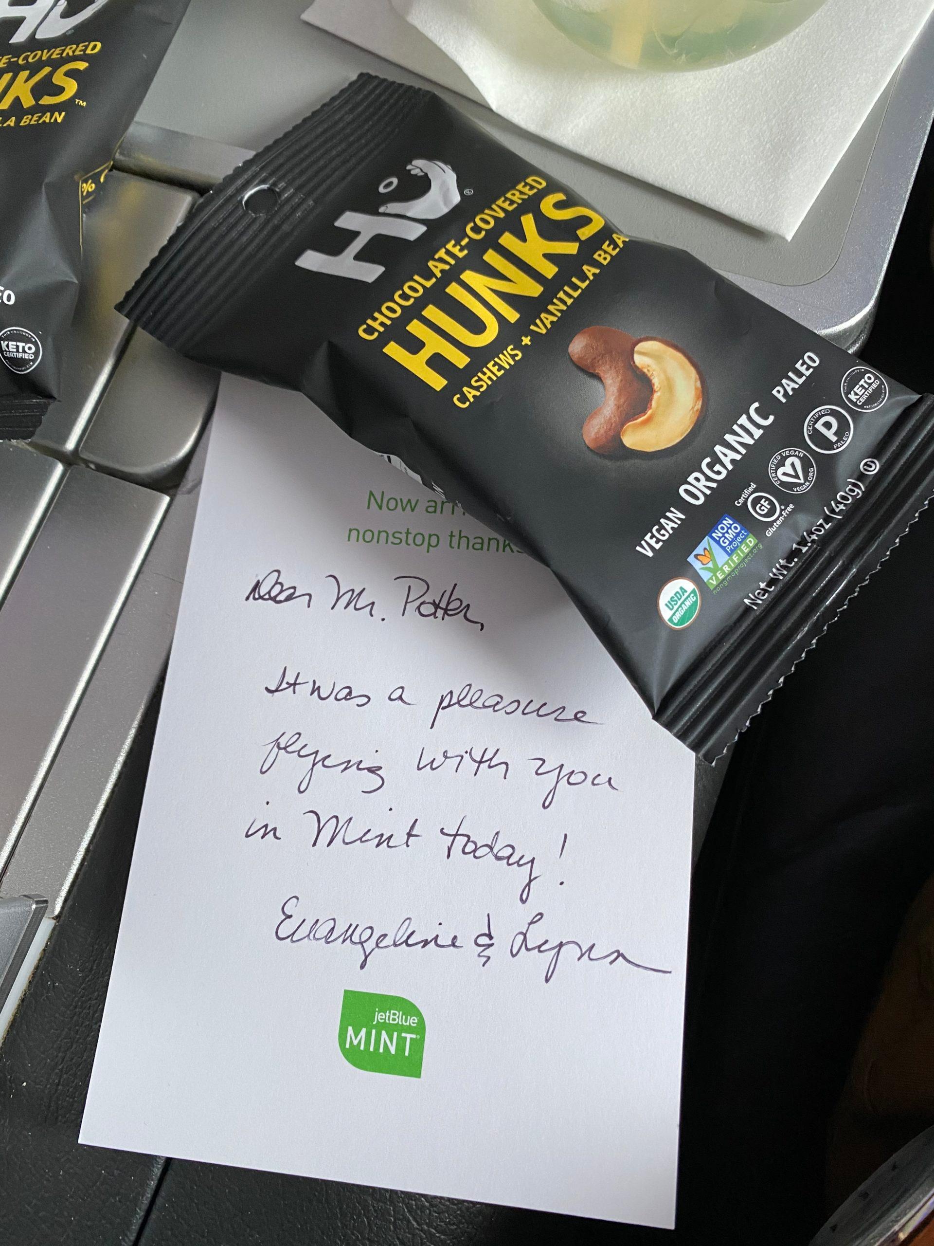 jetblue mint thank you note