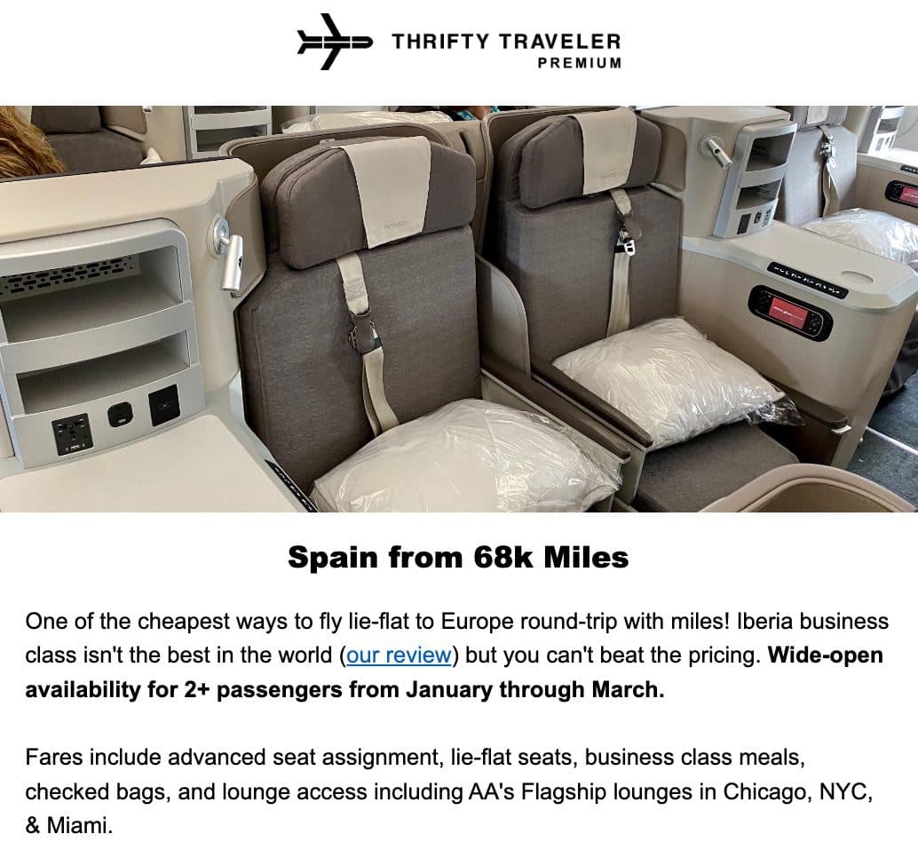 thrifty traveler premium award alerts