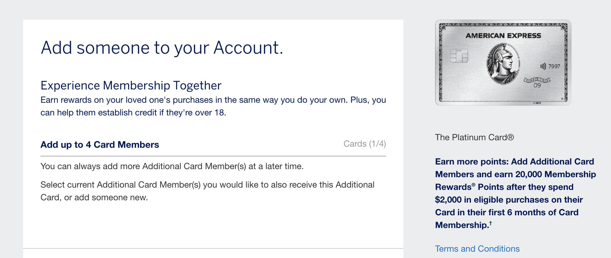 Earn 20K Points Adding an Authorized User to Your Amex Platinum