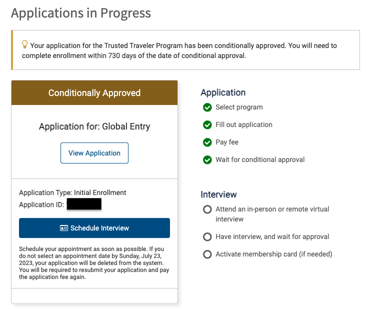 Global Entry Conditional Approval