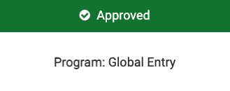 Global Entry approval