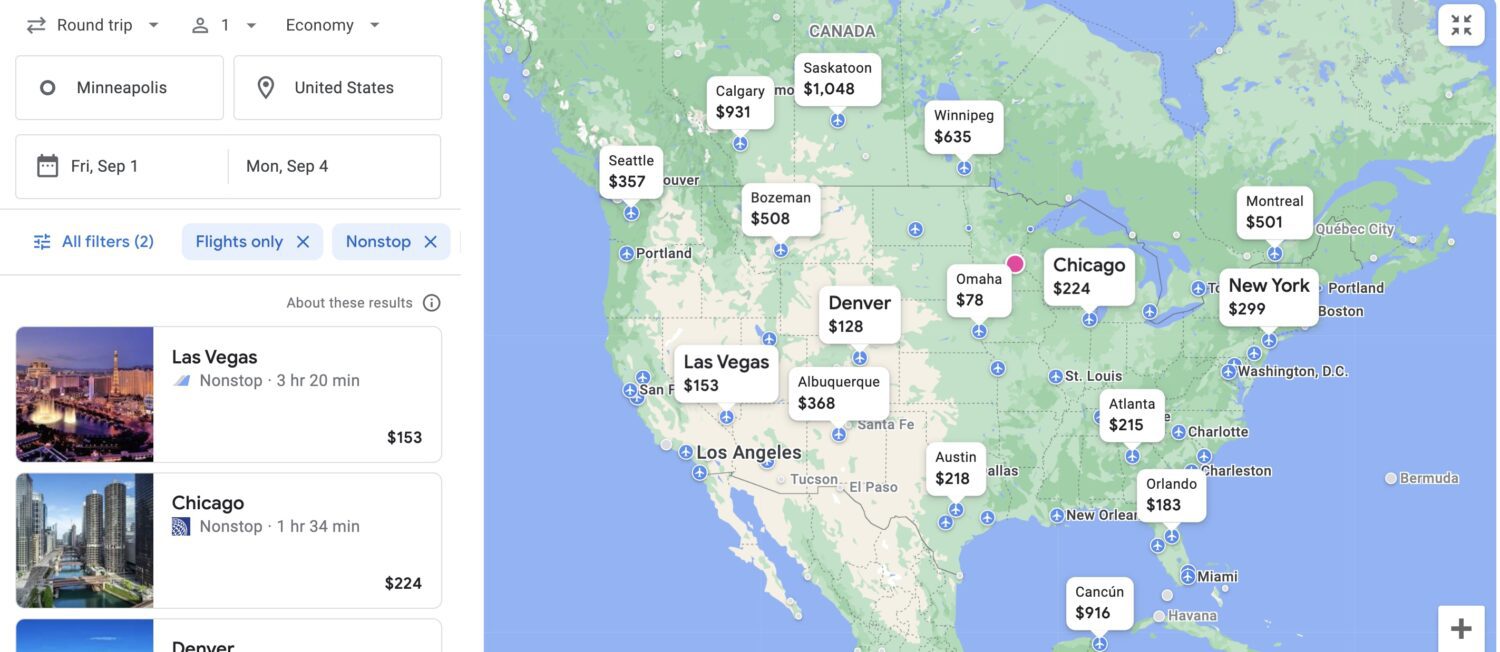 Labor Day weekend flights Google Flights explore