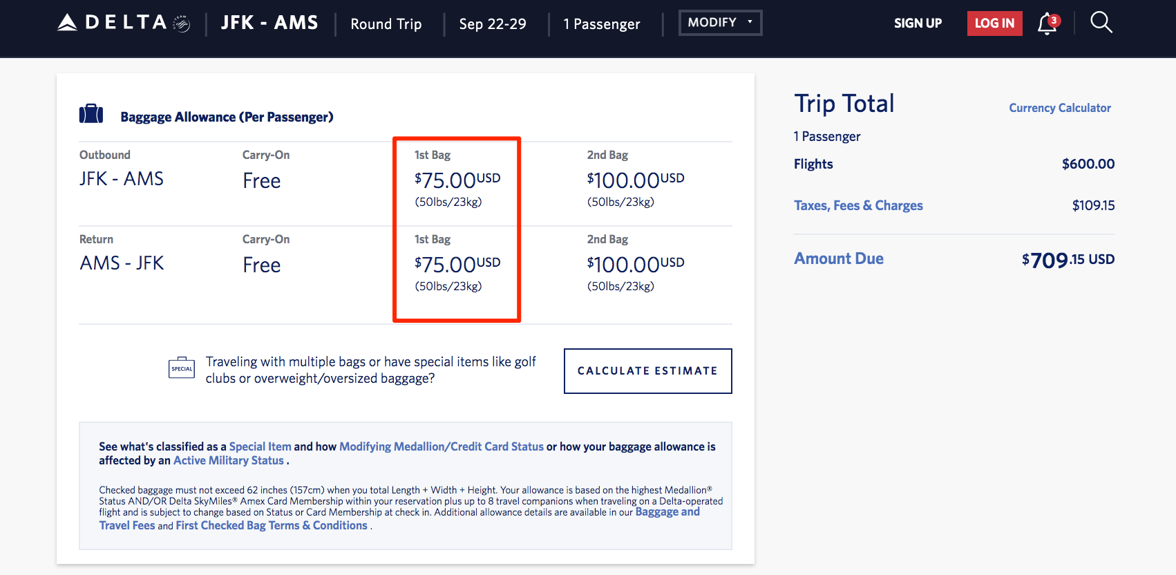 Weight limit baggage deals delta