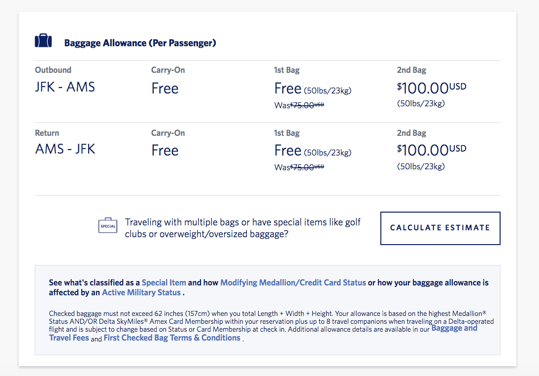 Delta Baggage Fees International Flights Online Cityofclovis