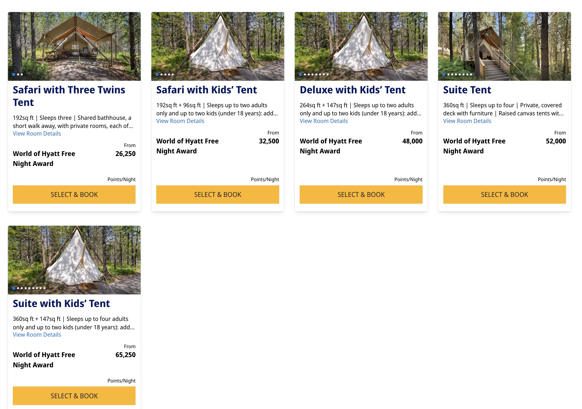 World of Hyatt Under Canvas points bookings