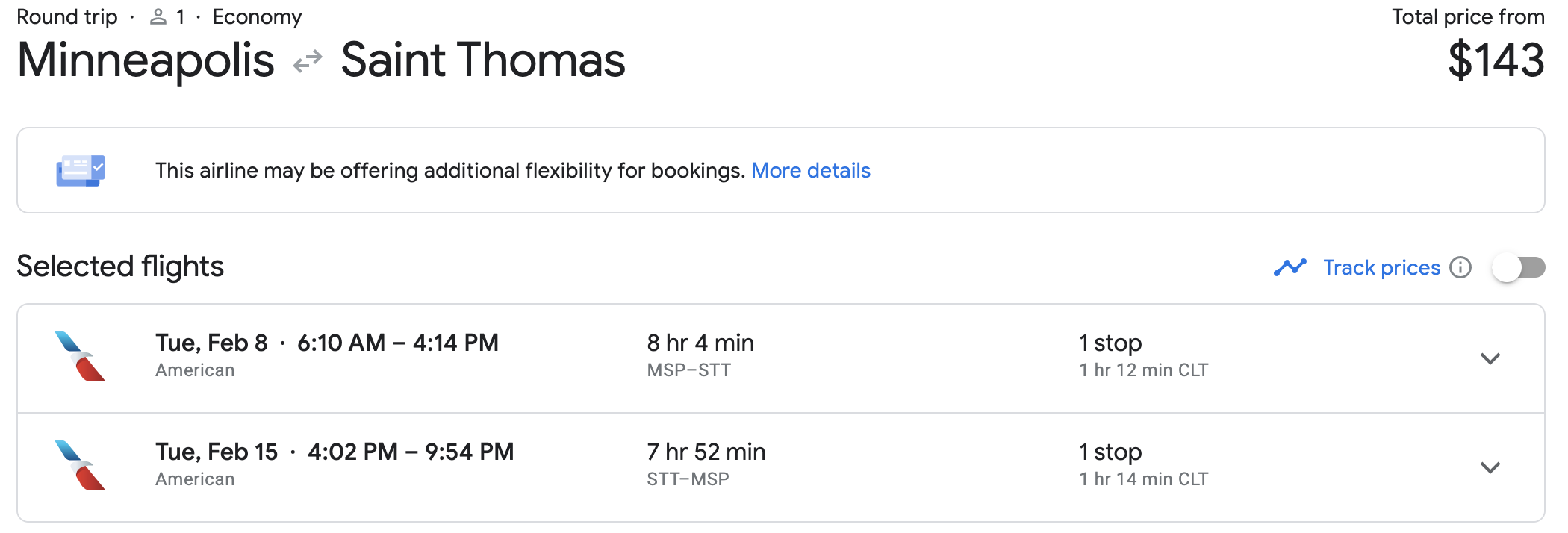 google flights example booking