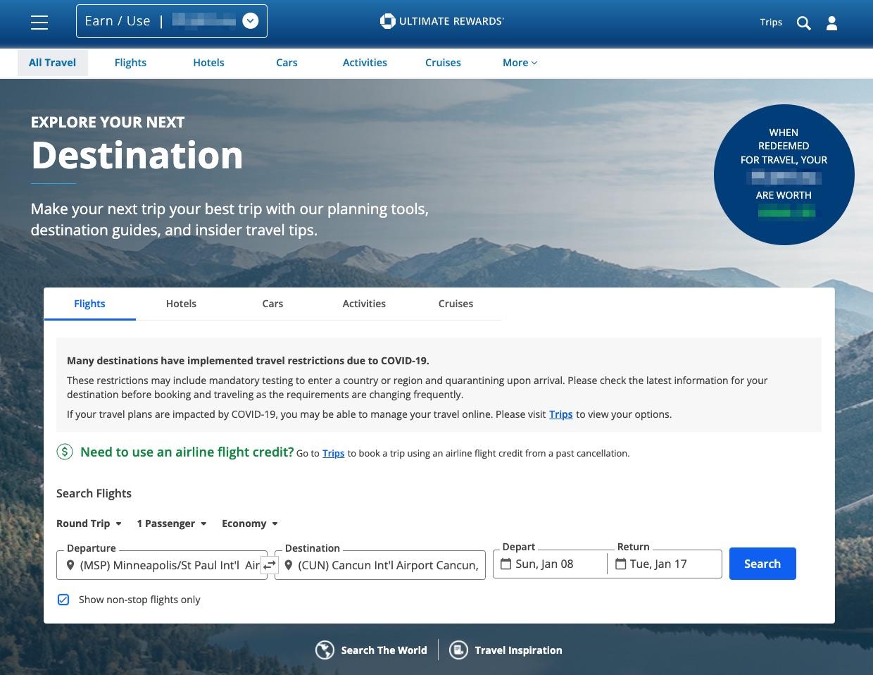 chase travel portal