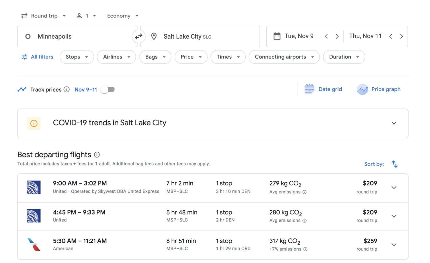 google flights example