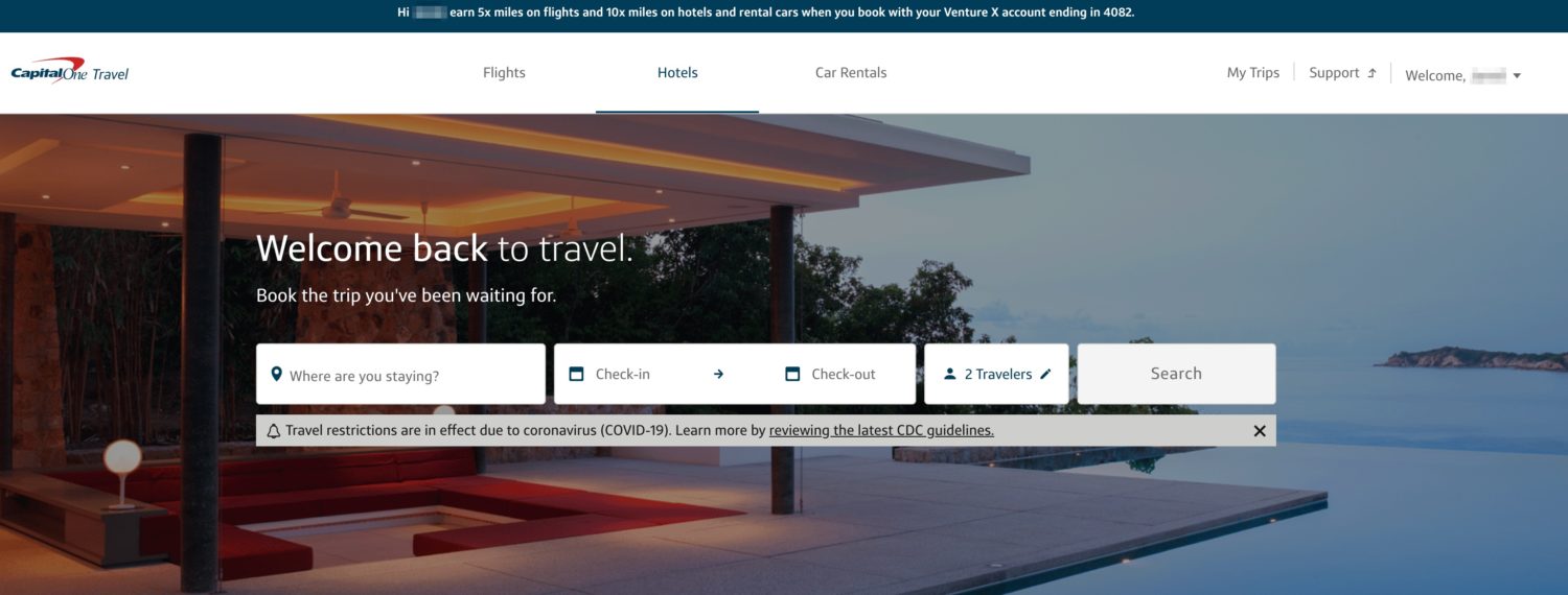 capital one travel portal