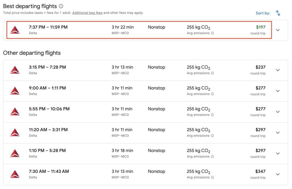 What time of the year are flights cheapest?