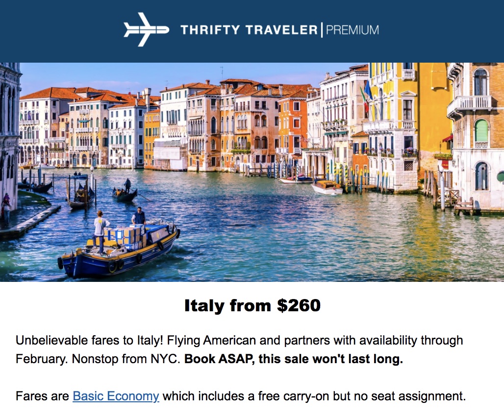 cheap flight to Italy