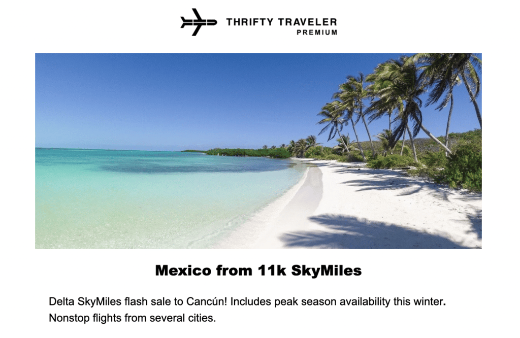 thrifty traveler premium skymiles award alert