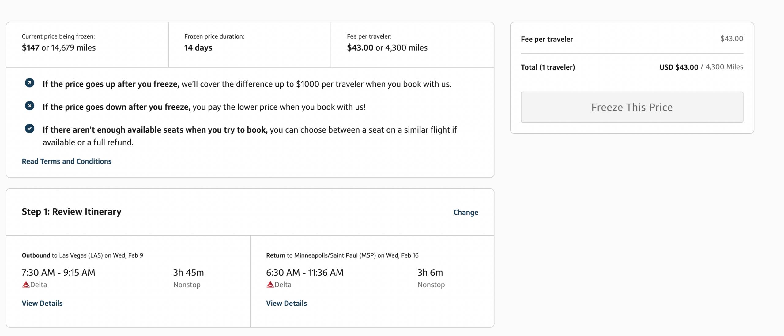 capital one price freeze example