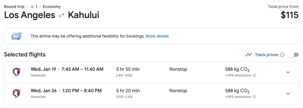 los angeles to maui flight deal