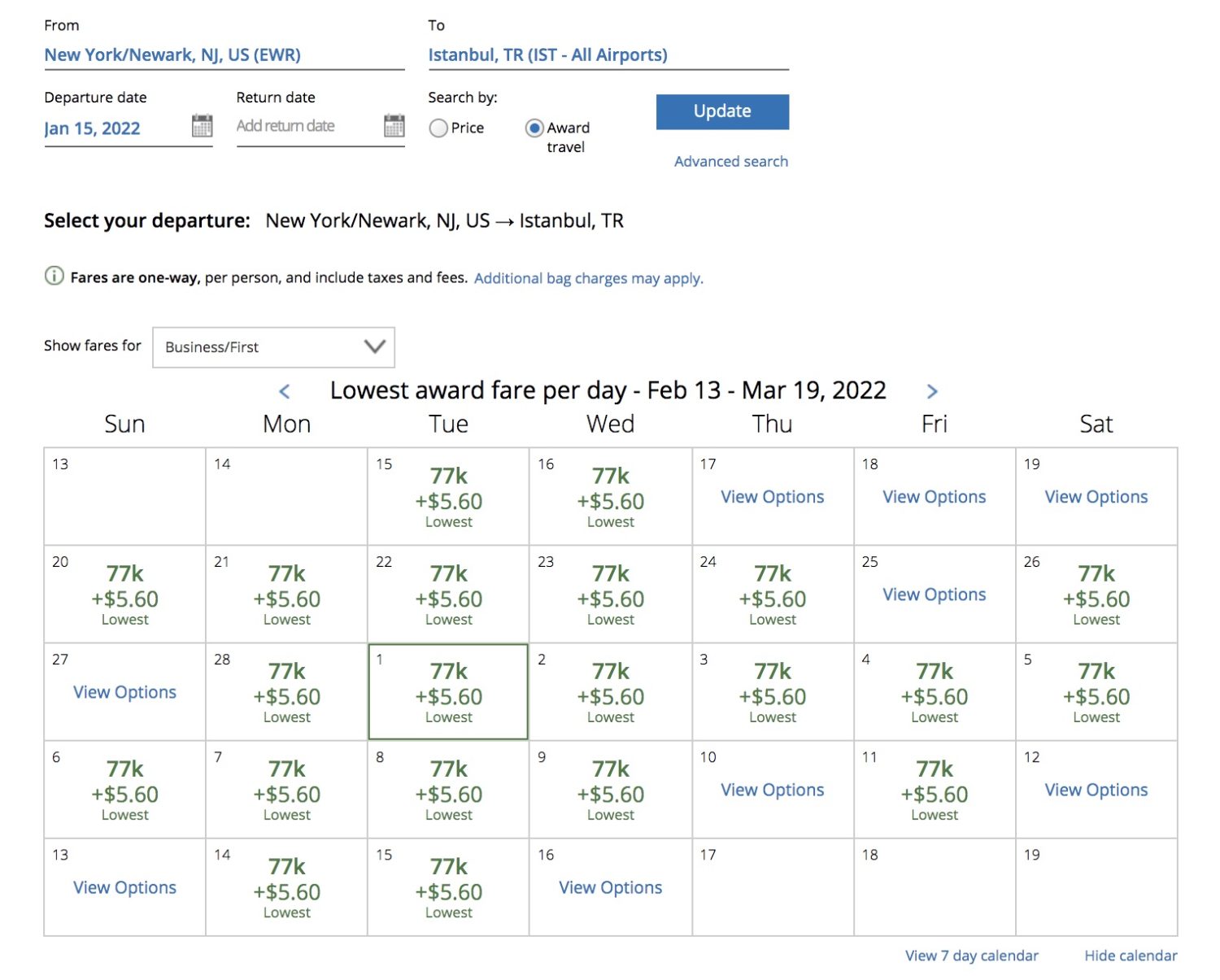 turkish business class availability