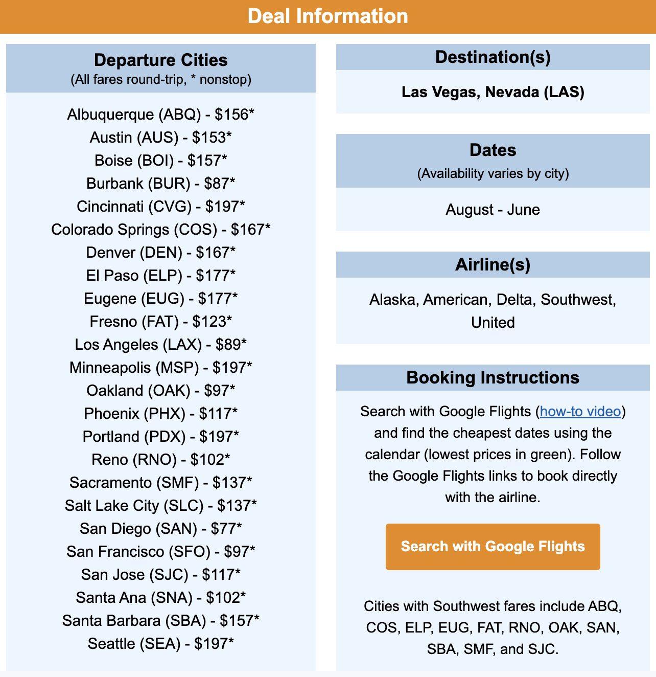 Flights to Las Vegas