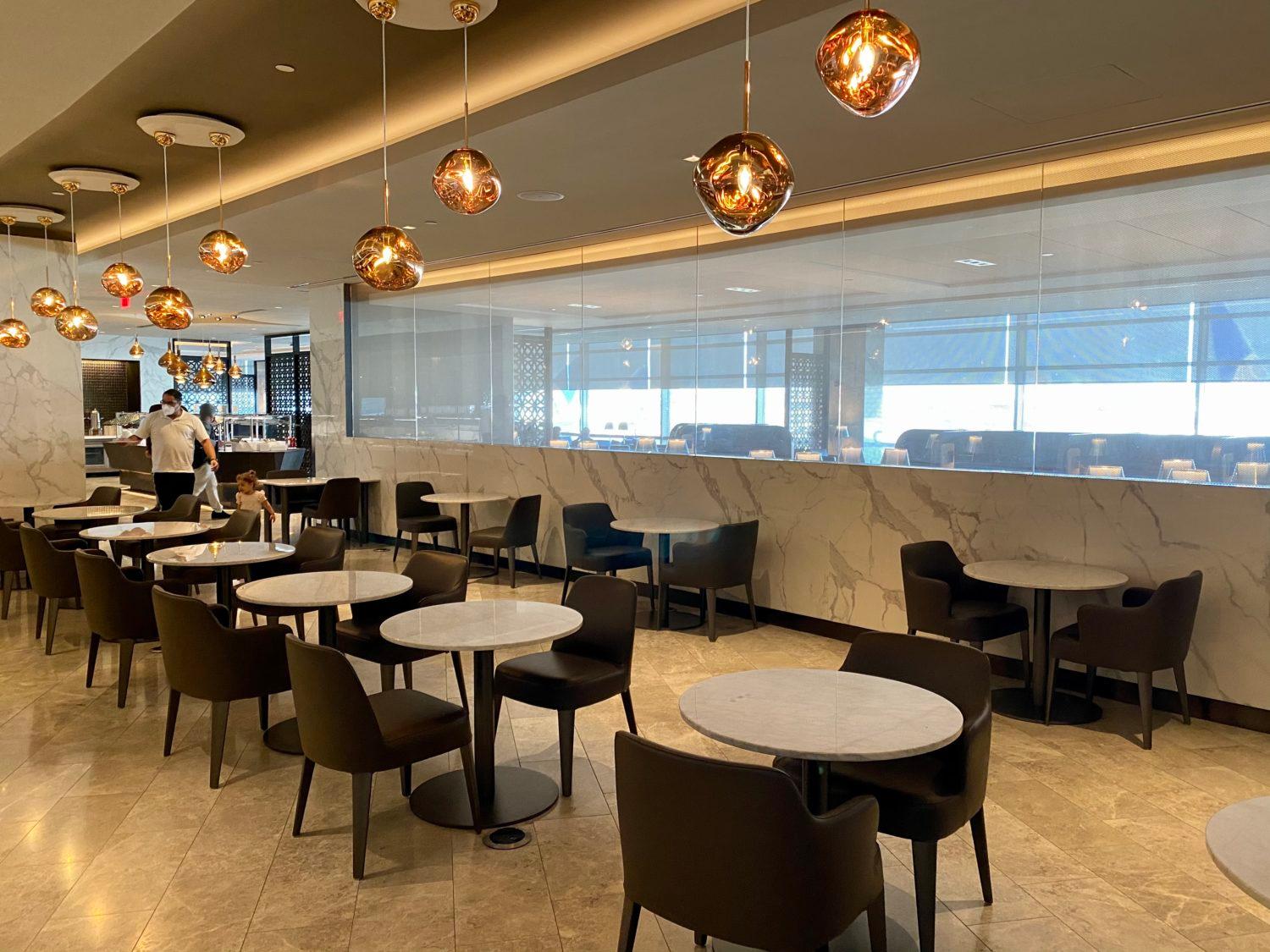 united polaris lounge newark dining area