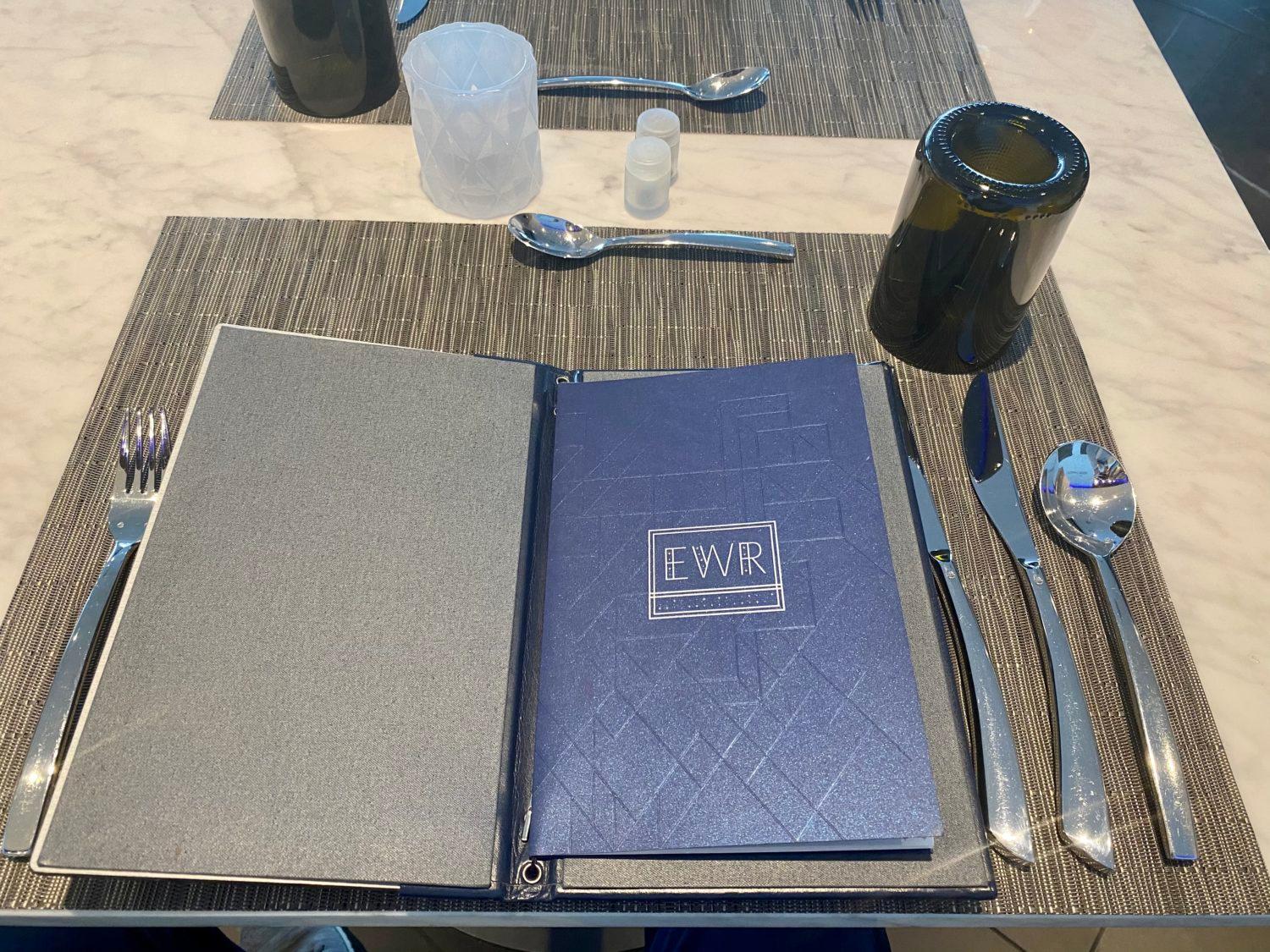 menu with ewr printed on it