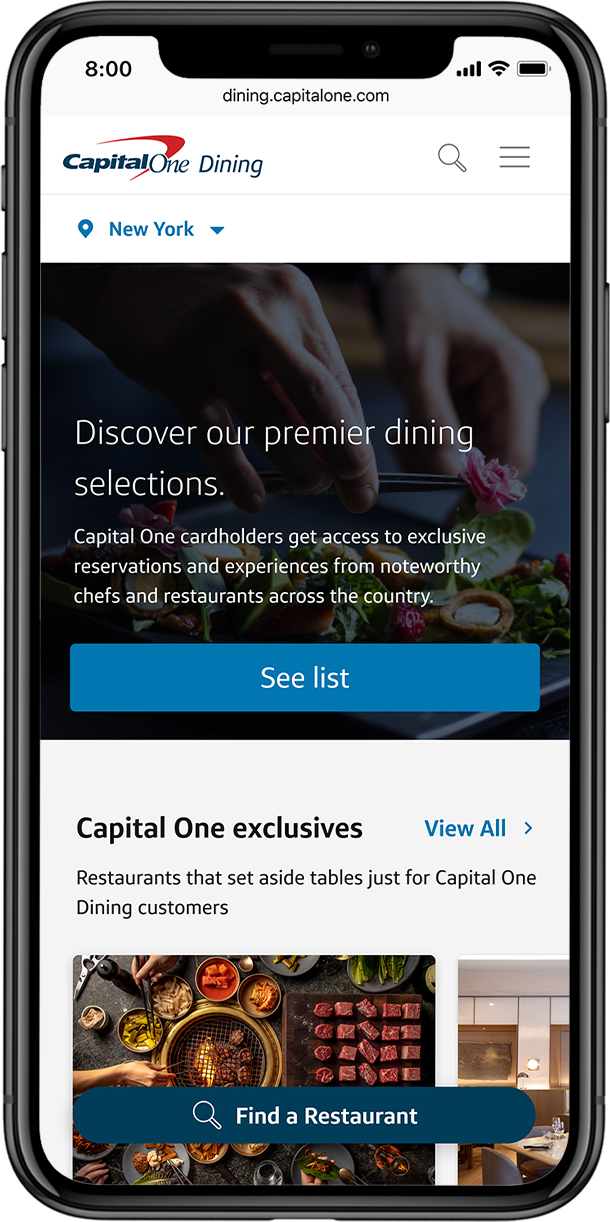 Capital One Launches Capital One Dining A New Platform for Restaurant